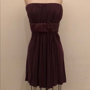Sky Strapless Braided Belt Dress - Plum